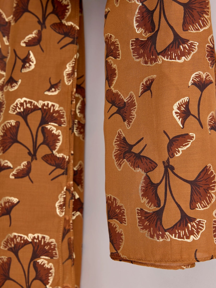 Ochre Floral Lightweight Scarf - Image 7 of 7