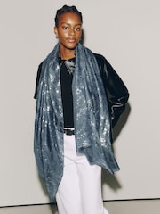 Navy/Grey Leopard Foil Lightweight Scarf - Image 4 of 7