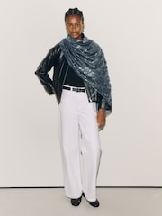 Navy/Grey Leopard Foil Lightweight Scarf - Image 6 of 7