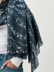 Navy/Grey Leopard Foil Lightweight Scarf - Image 7 of 7
