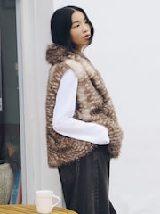 Brown/White Deer Fur Gilet Cover-Up - Image 4 of 7