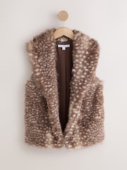 Brown/White Deer Fur Gilet Cover-Up - Image 5 of 7