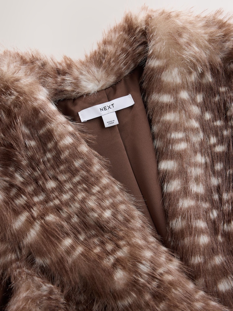 Brown/White Deer Fur Gilet Cover-Up - Image 7 of 7