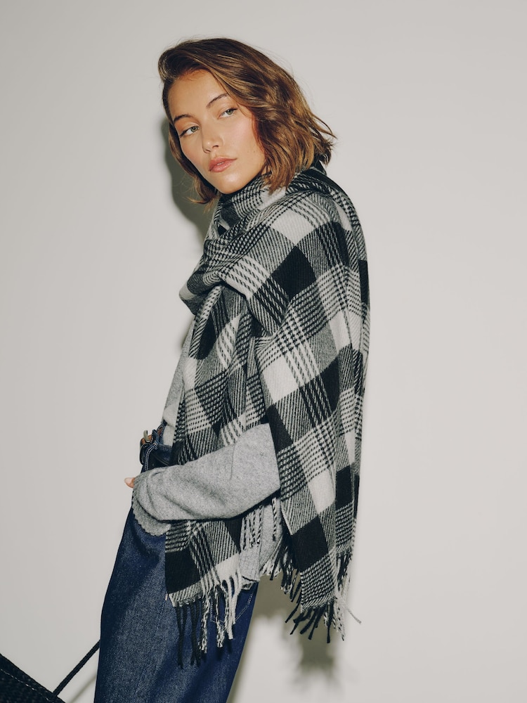 Monochrome Check - Ortaçəkili Scarf - 5şəkildən 1 şəkil