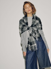 Monochrome Check - Ortaçəkili Scarf - 5şəkildən 3 şəkil