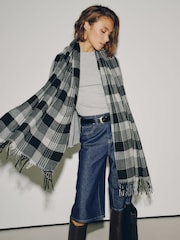 Monochrome Check - Ortaçəkili Scarf - 5şəkildən 4 şəkil