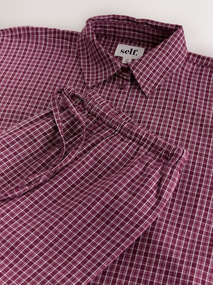 self. Red Check Shirt & Trouser Pyjamas Set - Image 8 of 8