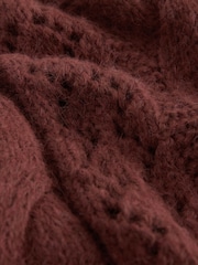 Rust Brown Pointelle Cable Knitted Tank - Image 2 of 3