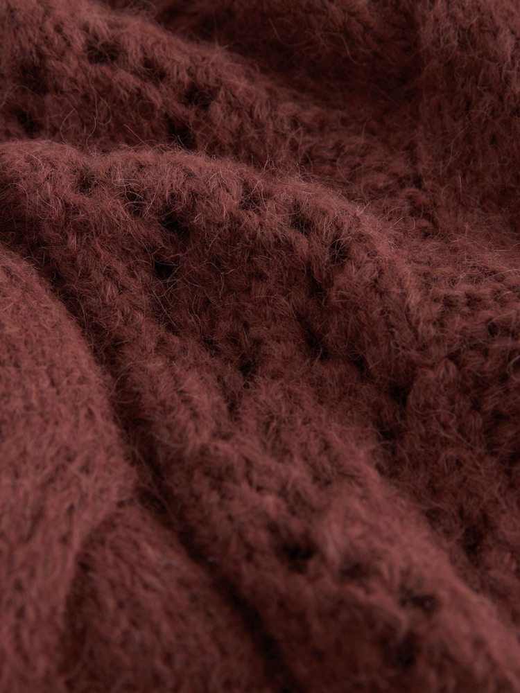 Rust Brown Pointelle Cable Knitted Tank - Image 2 of 3