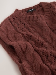 Rust Brown Pointelle Cable Knitted Tank - Image 3 of 3