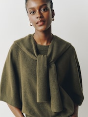 Olive Green Sailor Collar Knitted Cover-Up - Image 4 of 8