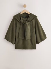 Olive Green Sailor Collar Knitted Cover-Up - Image 6 of 8