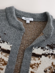 Grey/Brown Horse Jacquard Knitted Cardigan - Image 6 of 7