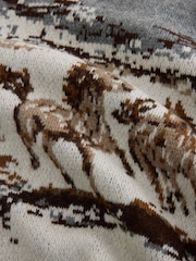 Grey/Brown Horse Jacquard Knitted Cardigan - Image 7 of 7