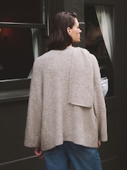 Oatmeal Scarf Detail Knitted Cover Up Jackets - Image 3 of 7