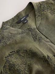 Khaki Green Floral Bomber Jacket - Image 3 of 3