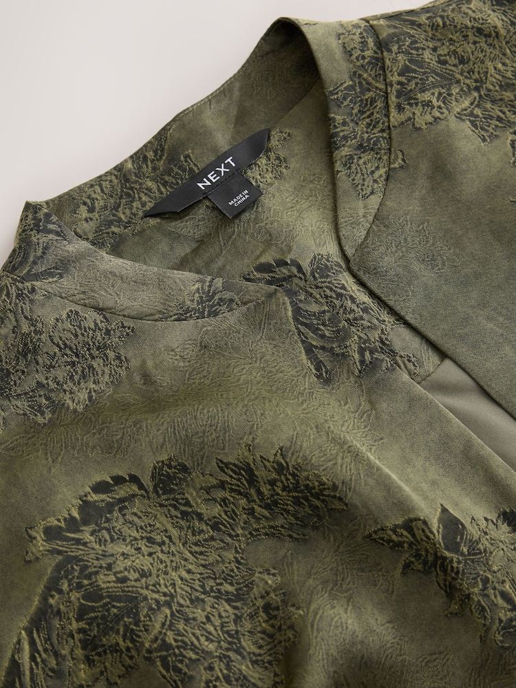 Khaki Green Floral Bomber Jacket - Image 3 of 3 Khaki Green Floral Bomber Jacket - Image 3 of 3