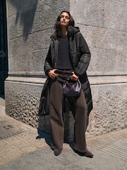 Friends Like These Black Premium Padded Belted Coat - Image 1 of 4