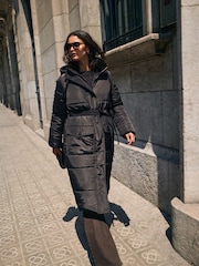 Friends Like These Black Premium Padded Belted Coat - Image 2 of 4