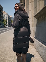 Friends Like These Black Premium Padded Belted Coat - Image 4 of 4