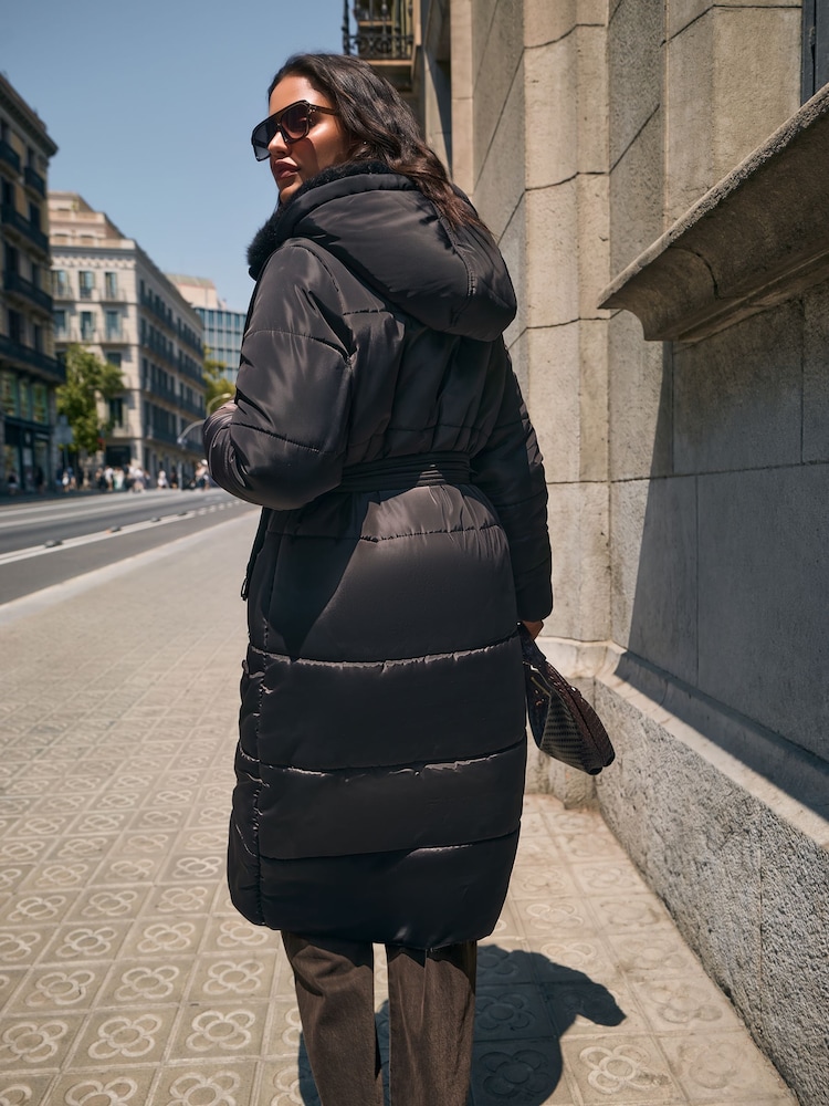 Friends Like These Black Premium Padded Belted Coat - Image 4 of 4