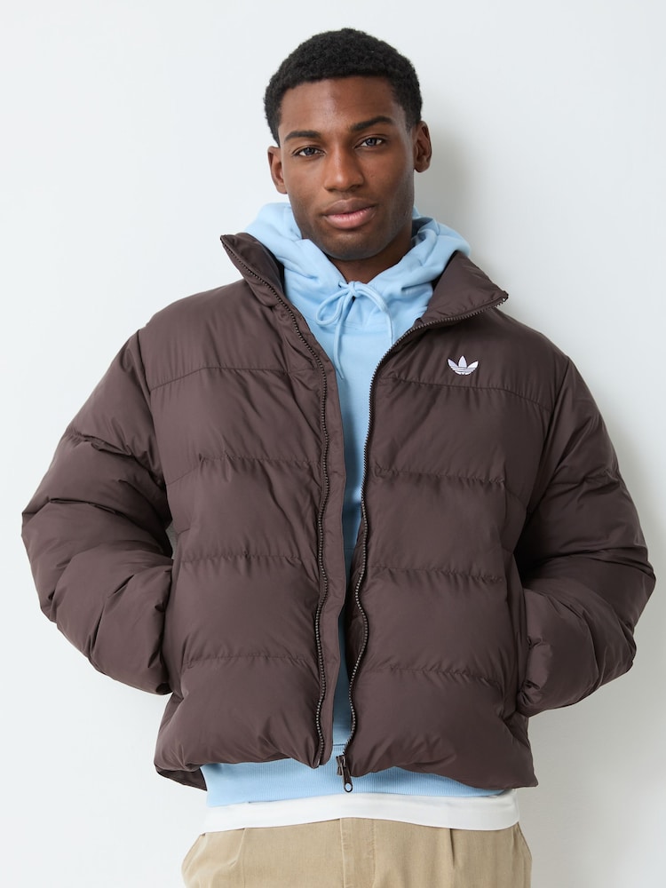 Brūna krāsa - adidas Originals Stand Collar Regening jaka - Attēls 1 no 6