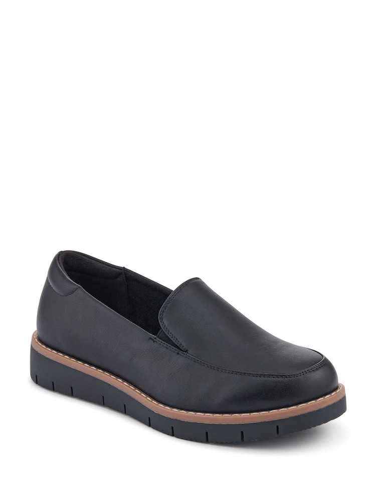 Pavers Black Wide Fit Elasticated Slip-On Shoes - Image 2 of 5 Pavers Black Wide Fit Elasticated Slip-On Shoes - Image 2 of 5