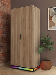 XR Living Oak Black Denver Wardrobe with App Control LED Lights - Image 4 of 6