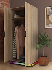 XR Living Oak Black Denver Wardrobe with App Control LED Lights - Image 6 of 6