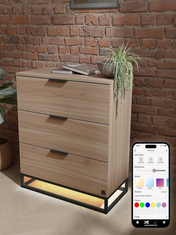 XR Living Oak Black Denver Chest with App Control LED Lights - Image 1 of 6