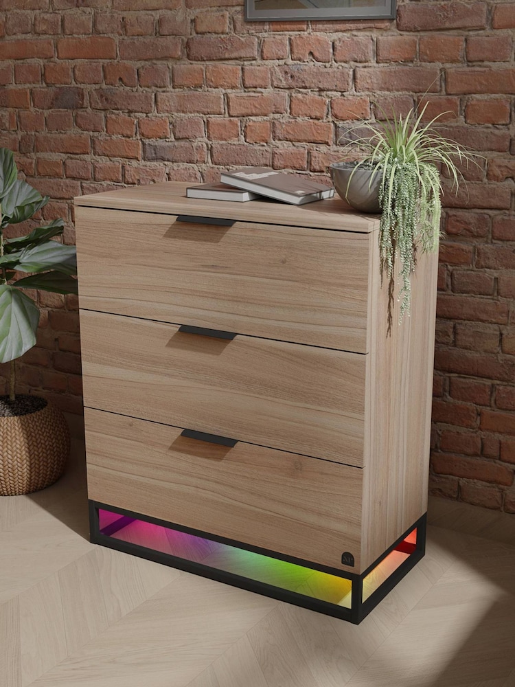 XR Living Oak Black Denver Chest with App Control LED Lights - Image 2 of 6