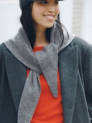 Grey Large Ribbed Triangle Scarf - Image 2 of 8