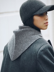 Grey Large Ribbed Triangle Scarf - Image 3 of 8