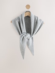 Grey Large Ribbed Triangle Scarf - Image 6 of 8