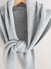Grey Large Ribbed Triangle Scarf - Image 7 of 8
