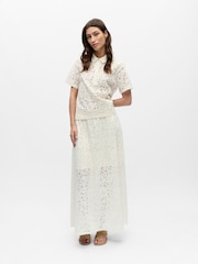 OBJECT Short Sleeve Lace Polo Top - Image 3 of 5
