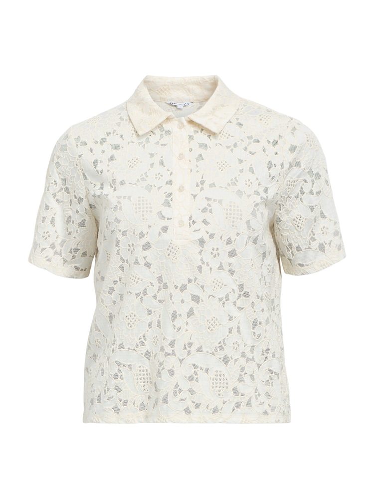 OBJECT Short Sleeve Lace Polo Top - Image 5 of 5