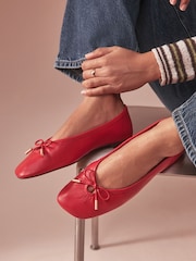 B by Ted Baker Leather Angled Toe Ballerina Shoes - Image 1 of 8