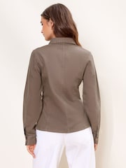 Lipsy Neutral Denim Cinched Waist Shirt - Image 4 of 5