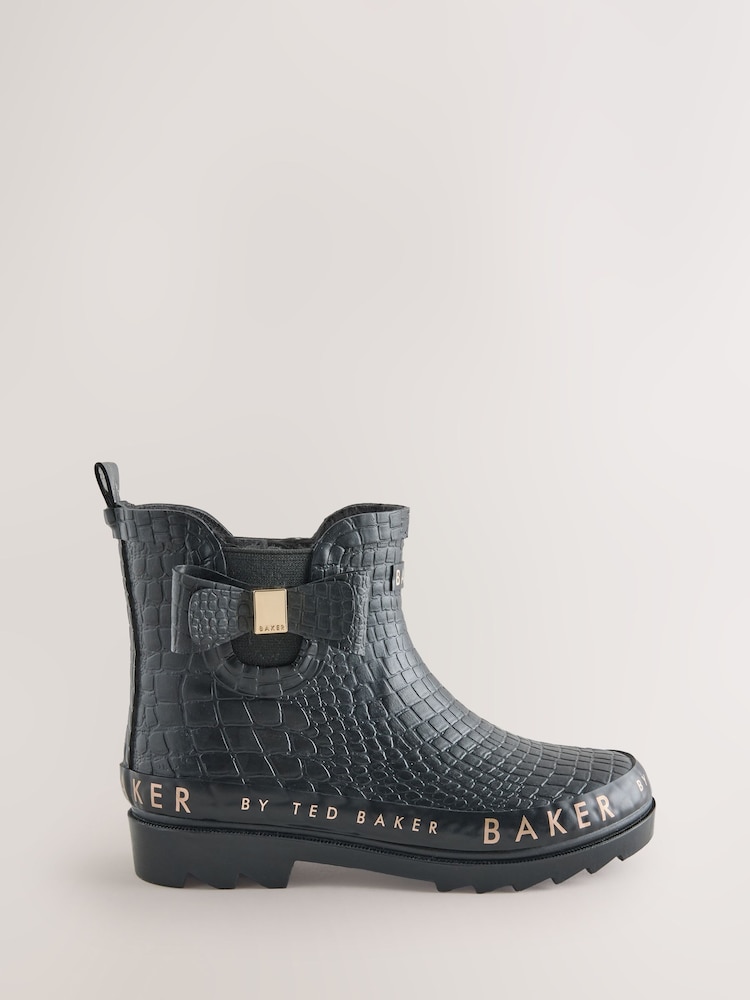 Baker by Ted Baker Faux Fur Lined Croc Welly Boots with Bow - სურათი 1 6-დან