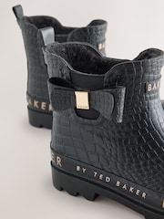 Baker by Ted Baker Faux Fur Lined Croc Welly Boots with Bow - სურათი 3 6-დან
