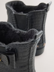 Baker by Ted Baker Faux Fur Lined Croc Welly Boots with Bow - სურათი 5 6-დან