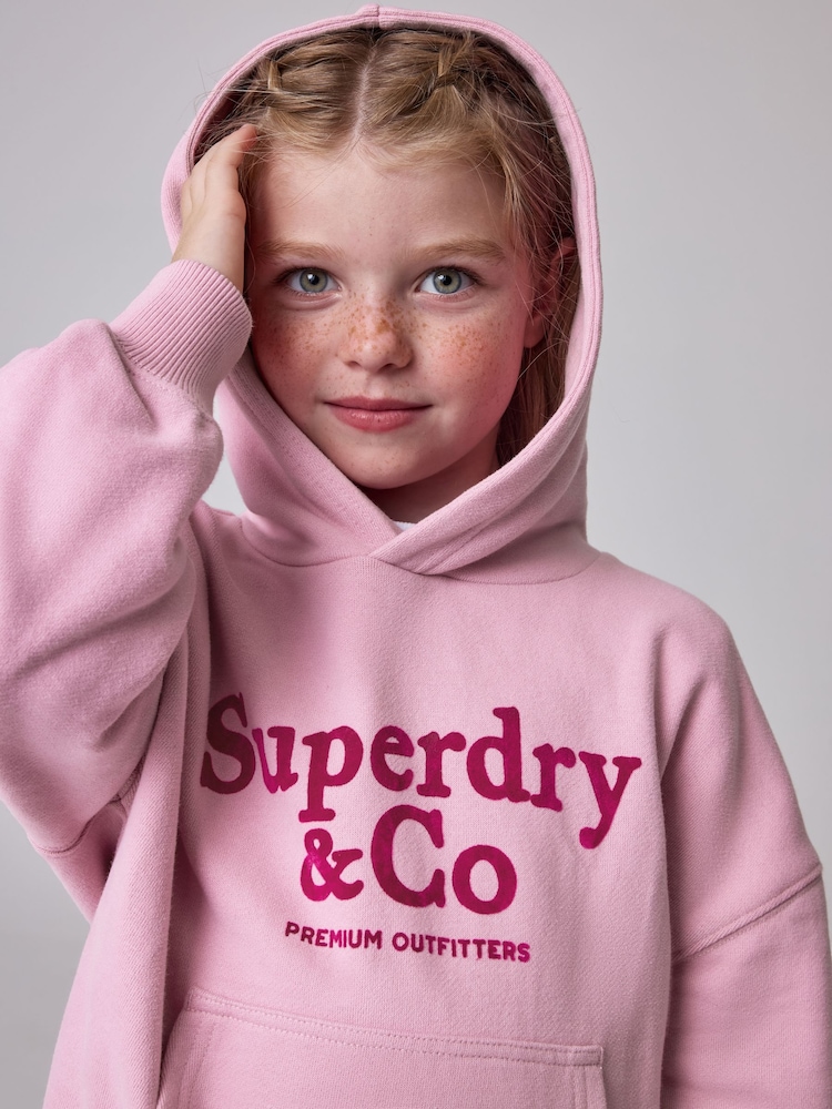 Superdry Pink Graphic Graphic Hoodie - Image 2 of 12 Superdry Pink Graphic Graphic Hoodie - Image 2 of 12