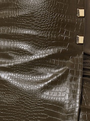 Olive Grønn - Lipsy Faux Leather Croc A Line Wrap Mini Skirt - Bilde 5 av 5