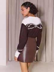 Berry Rød - Lipsy Faux Leather Croc A Line Wrap Mini Skirt - Bilde 5 av 5