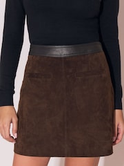 Lipsy Chocolate Brown Suede Mini Skirt - Image 5 of 7