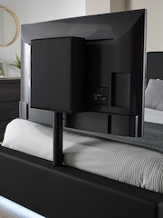 XR Living Black Ava Faux Leather TV Bed with LED Lights - Image 2 of 6