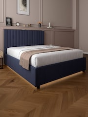 XR Living Navy Blue Maisie Velvet Ottoman Bed with Under Frame Lighting - Image 5 of 6