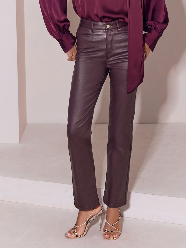 Lipsy Burgundy Red Straight Leg Jeans - Image 1 of 6