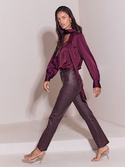 Lipsy Burgundy Red Straight Leg Jeans - Image 3 of 6